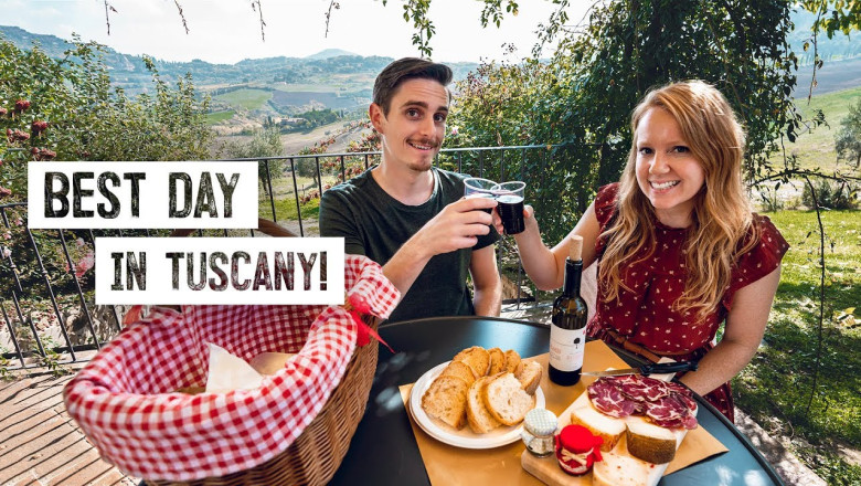 Perfect Day in Tuscany! - BEAUTIFUL Picnic Spot, Underground Winery, Castles and MORE! (Italy)