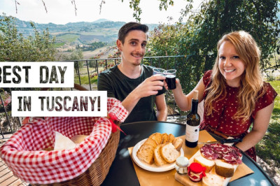 Perfect Day in Tuscany! - BEAUTIFUL Picnic Spot, Underground Winery, Castles and MORE! (Italy)