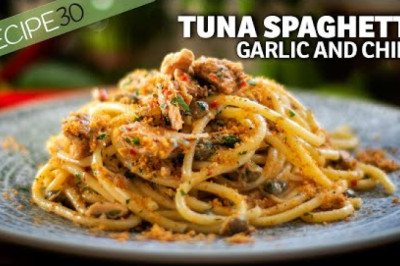 15 minute Garlic and Chili Tuna Pasta - Bucatini al Tonno