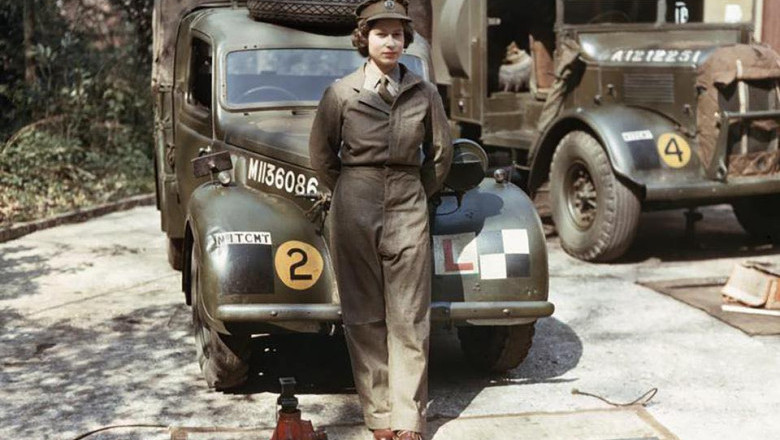 Princess Elizabeth (later Queen Elizabeth II) working as a mechanic during WW2, 1943