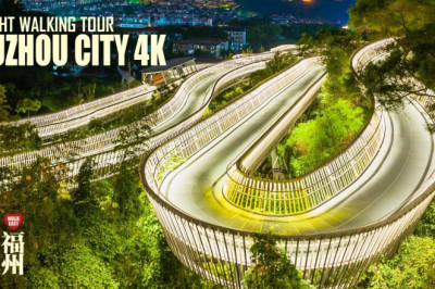 Fuzhou Walking Tour, The Night Forest Trail and Central Shopping Area | 4K HDR | Foochow, China