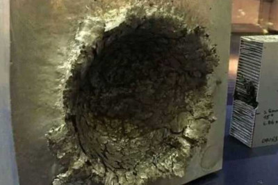 This is what happens to aluminium when hit by a 14g piece of plastic going 24,000 km/h in space