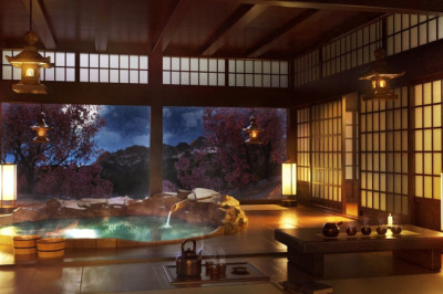 Japanese Onsen - Water Sounds with Piano, Flute and Koto Music for Sleep, Meditation, Study