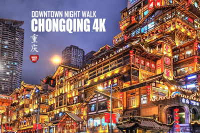 Chongqing Night Walk | The Disney-esque Hongya Cave Shopping Area | China Megacity | 4K HDR | 重庆洪崖洞