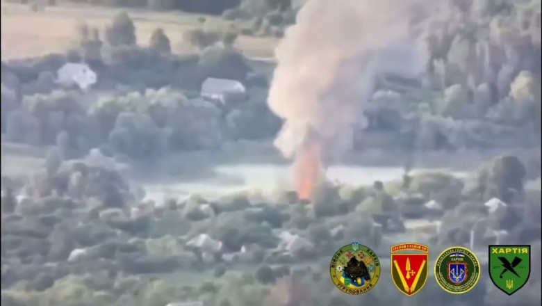 The warehouse with takes off into the air after the work of Ukraine cannons