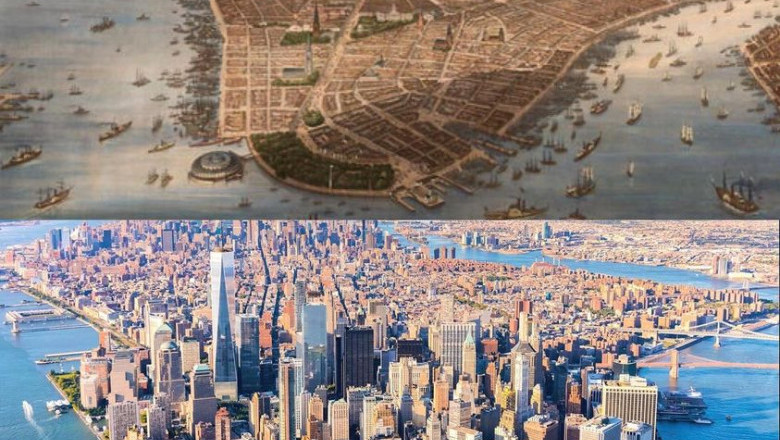 Manhattan in 1851 and today