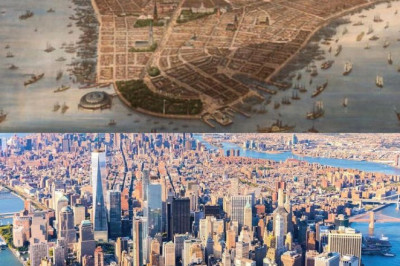 Manhattan in 1851 and today