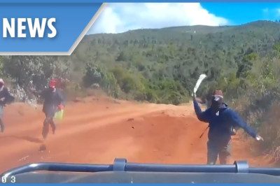 SHOCKING footage shows US couple narrowly escape gang of machete-wielding bandits