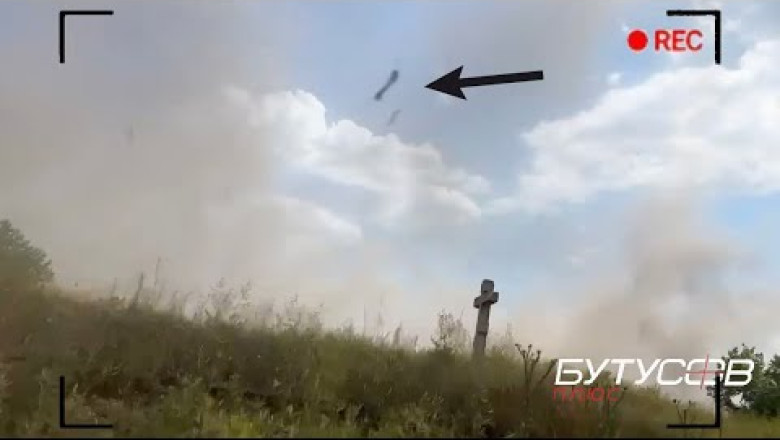 They came under fire from "Grad". The camera caught the rocket arriving!