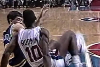 Incredible the First Dennis Rodman-John Stockton Incident (Rodman Ejected... Eventually)