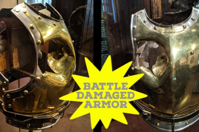 French Armor Damaged at Waterloo: François-Antoine Fauveau was wearing this cuirass armor when he was struck and killed by a cannonball at the battle of Waterloo in 1815