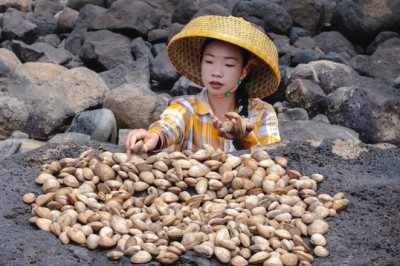 No refrigerator, cooking Chinese food with clam meat, and preserving clam meat for a year