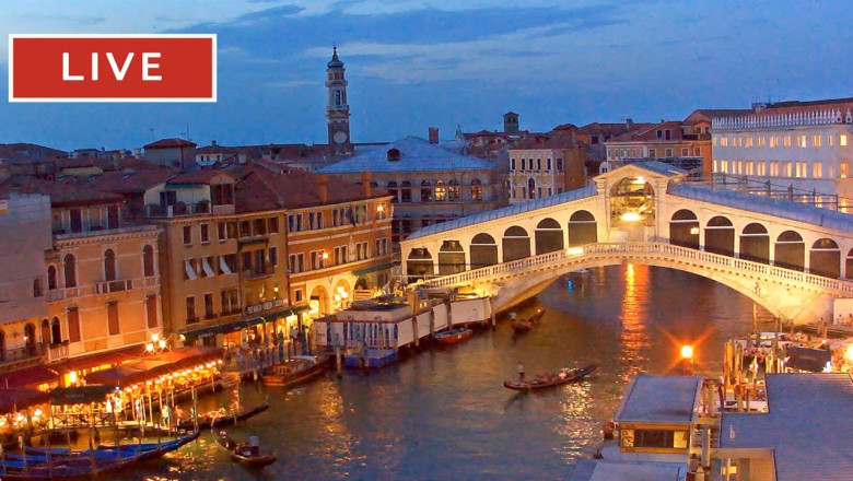 🔴 Venice Italy Live Cam - Rialto Bridge in Live Streaming from Palazzo Bembo - Live Webcam - ライブカメラ