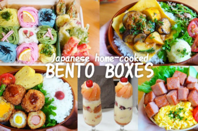 Tempura/Potato croquette/Hashed beef/Peach parfait/Somen