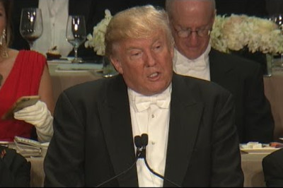 Trump roasts Clinton at Al Smith charity dinner