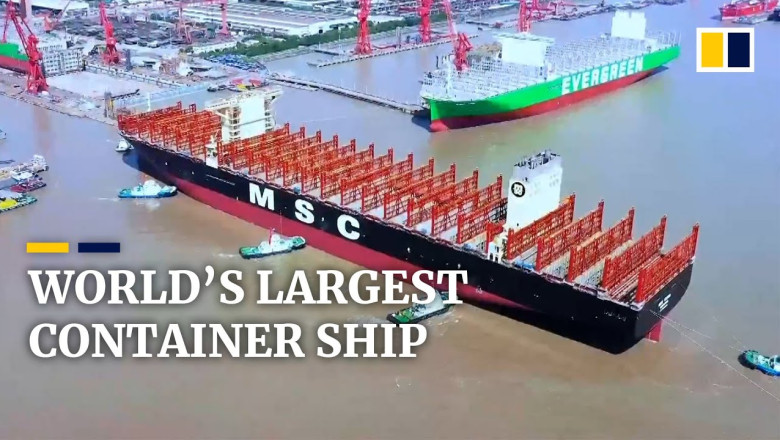 World’s largest container ship leaves dry dock in Shanghai