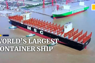 World’s largest container ship leaves dry dock in Shanghai