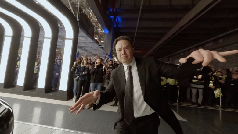 Elon Musk Drone Dance Behind The Scenes At Teslas Delivery Event 2022 Berlin Germany In 4k 9093