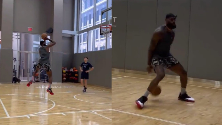 LeBron James adding insane moves to his mid range game 😳