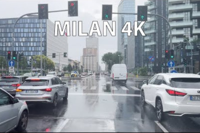 Morning Rain - Milan Drive 4K - Italy