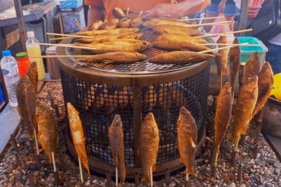Amazing food! Sweetfish catch and grilled Sweetfish in night market