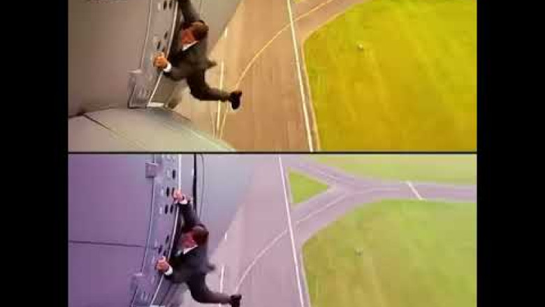 Z. Plane. Tom Cruise hanging onto flying Airbus A400M and reached 5,000 feet