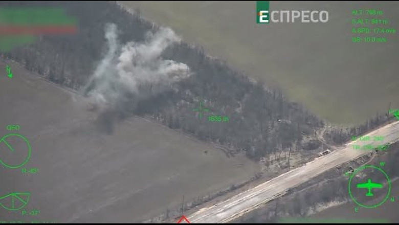Moment the reconnaissance UAV Bayraktar Mini works against the occupiers
