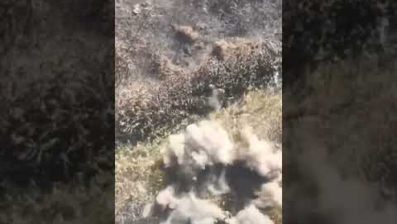 Dramatic moment Russian special recon infantry unit hit by mortar guided by drone forward observers. Historical Vid