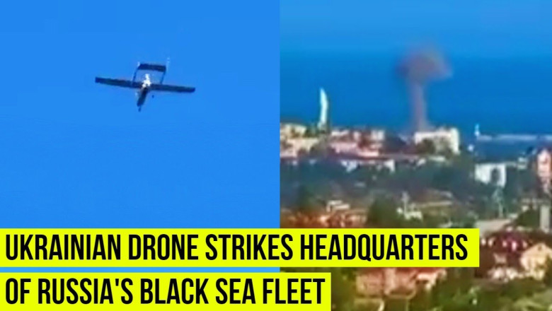 Moment Ukrainian Drone Strikes Headquarters Of Russia's Black Sea Fleet ...