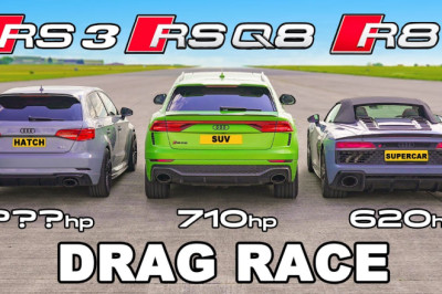 Audi R8 v Tuned RS3 and RSQ8: DRAG RACE
