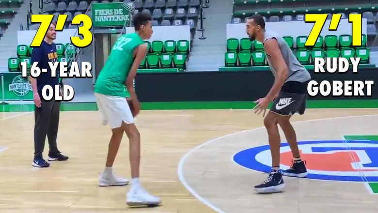 7'3 16-year old French player vs. 7'1 Rudy Gobert