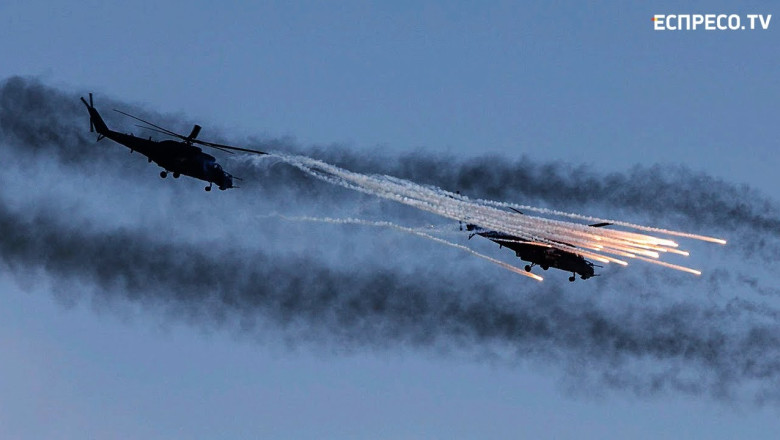 Dramatic moment in Ukraine helicopter destroyed by missile
