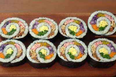 Korean Tornado Gimbap Recipe :: Vegetable Gimbap :: Pretty and Delicious