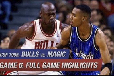 Chicago Bulls vs Orlando Magic Game 6 Full Highlights - NBA ECSF 1995. Jordan 24 pts, Shaq 27 pts