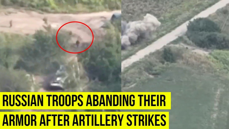 Russian Troops Abandon their Armored vehicles due to Ukrainian Artillery strikes