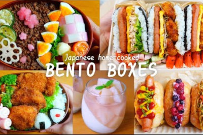 【Making BENTO】Spam musubi/Yakisoba dog/Onigiri/Chicken cutlet/hot dog/Soboro/Peach jello/Kamaboko/🎌