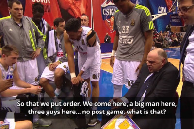 Luka Doncic reacts to Pablo Laso’s time-out with three consecutive three-pointers