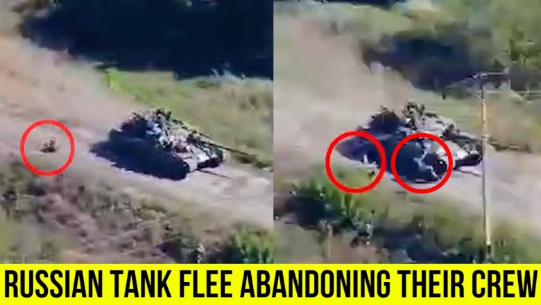 Russian tank Flee Abandoning Their Troops and Crashes into a tree ...