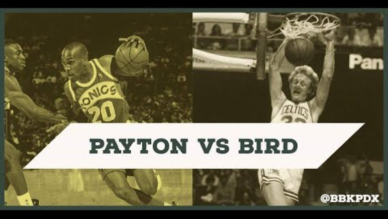 NBA Hall of Famer Gary Payton shares a story with basketball legend Larry Bird