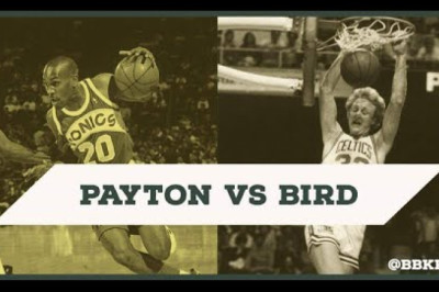 NBA Hall of Famer Gary Payton shares a story with basketball legend Larry Bird