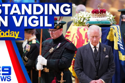 Queen's children hold vigil by their mother's coffin at St Giles Cathedral | 9 News Australia