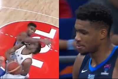 Giannis Antetokounmpo gets ejected for hard foul - Greece vs Germany