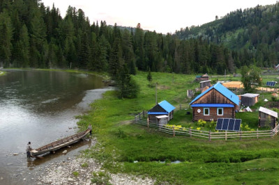 Far From Civilization In Russia. Remote Taiga Village without  roads and communication