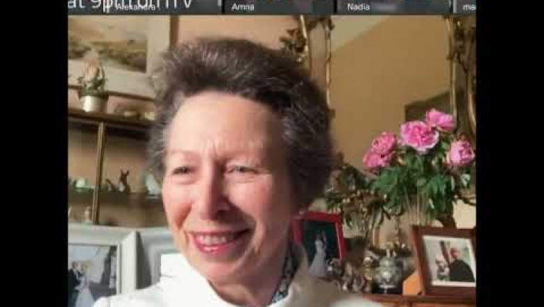 Princess Anne teaches Queen Elizabeth II how to use a video link