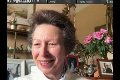 Princess Anne teaches Queen Elizabeth II how to use a video link