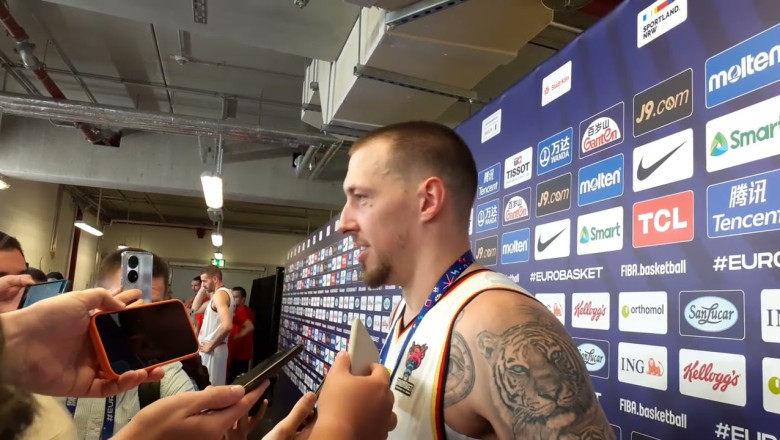 Daniel Theis speaks with media and shares his excitement about Germany winning the bronze medal