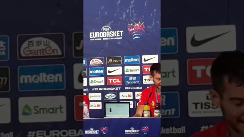Sergio Scariolo, Spanish players celebrate EuroBasket title in post-game presser #eurobasket #shorts