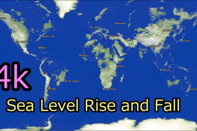 [4k]Sea Level Rise and Fall Simulation - World