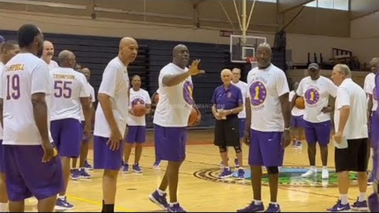 Showtime Lakers Reunion Hooping Together... (Magic Johnson,Kareem, Pat Riley + More)
