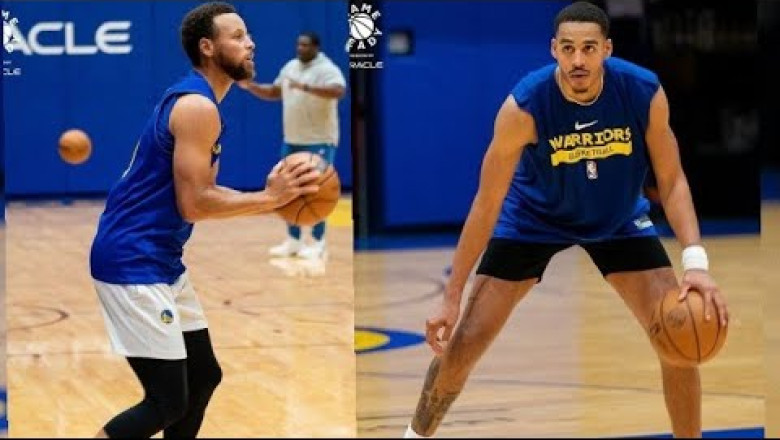 steph curry and other warriors players training 2022-23 after championship win